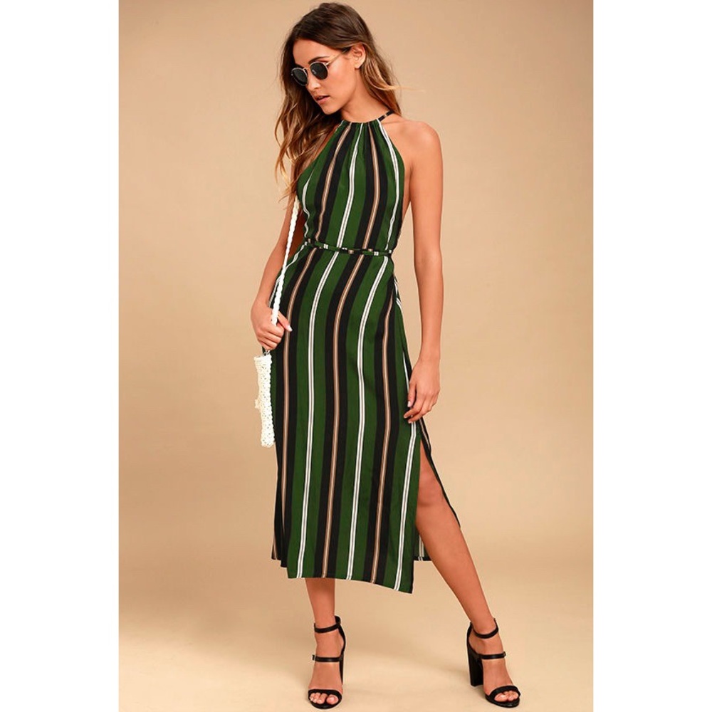 Faithfull the Brand Tuscany Striped Midi Dress